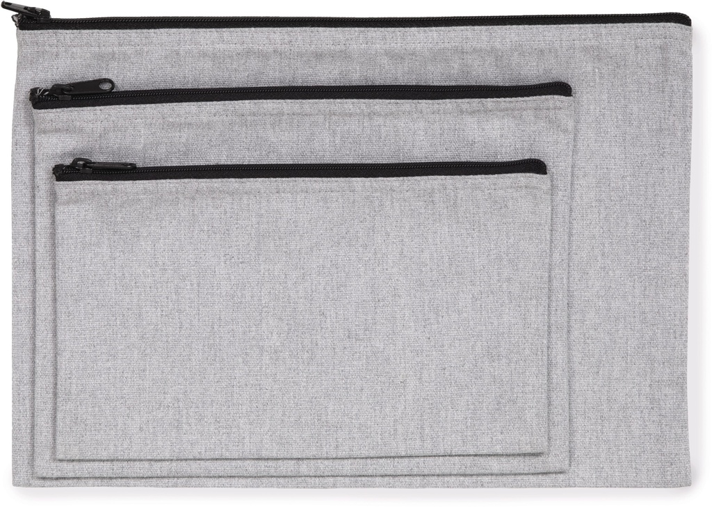 [KI5701-PebbleGrey_BlackNight-S] KI5701 - Pochette zippée recyclée - PebbleGrey_BlackNight (S)