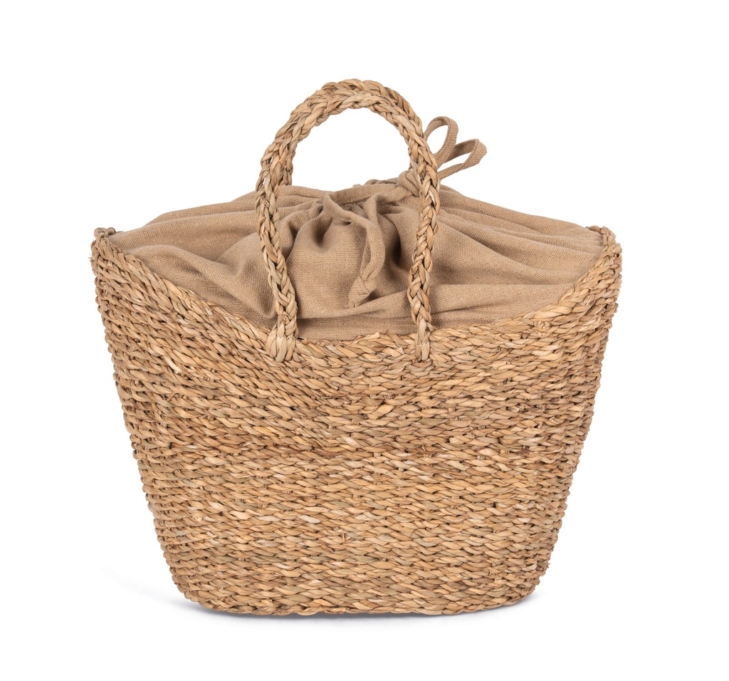 [KINS137-Seagrass_Hemp-OneSize] KINS137 - Sac panier demi-lune en jonc de mer - Seagrass_Hemp