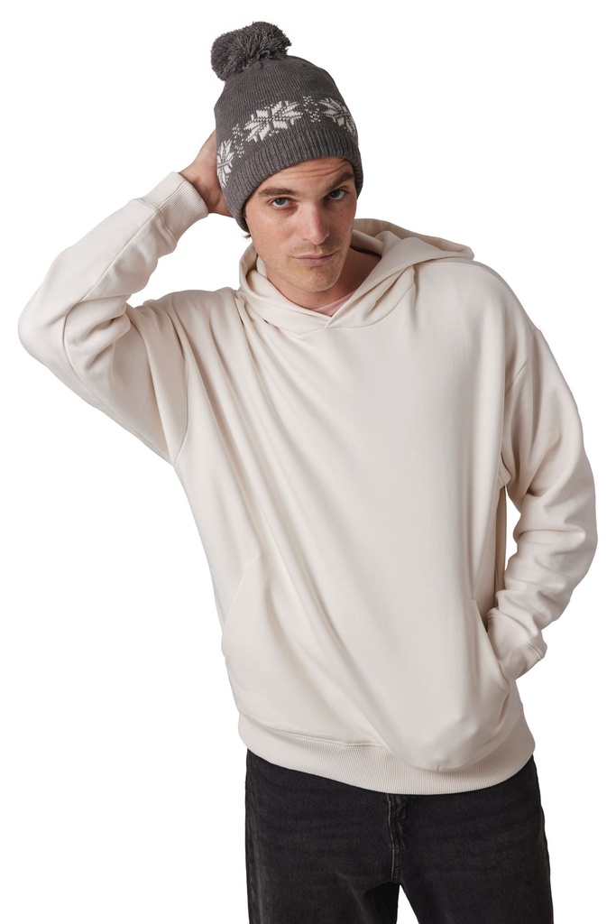 [KP540-SteelGrey-OneSize] KP540 - Bonnet de Noël tricoté motif étoiles - SteelGrey