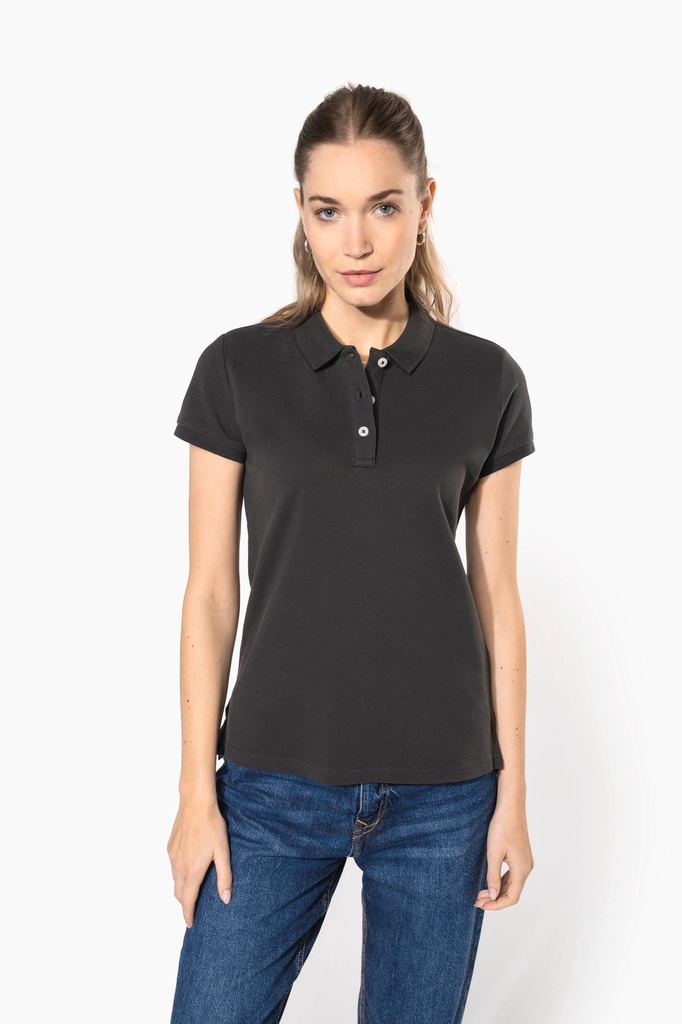 [KV2207-NightBlueHeather-XS] KV2207 - Polo vintage manches courtes femme - NightBlueHeather (XS)
