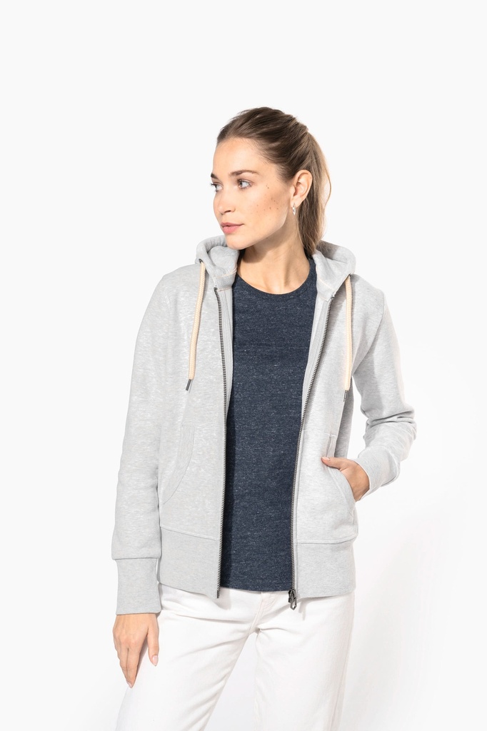 [KV2307-SlubGreyHeather-XS] KV2307 - Sweat-shirt vintage zippé à capuche femme - SlubGreyHeather (XS)