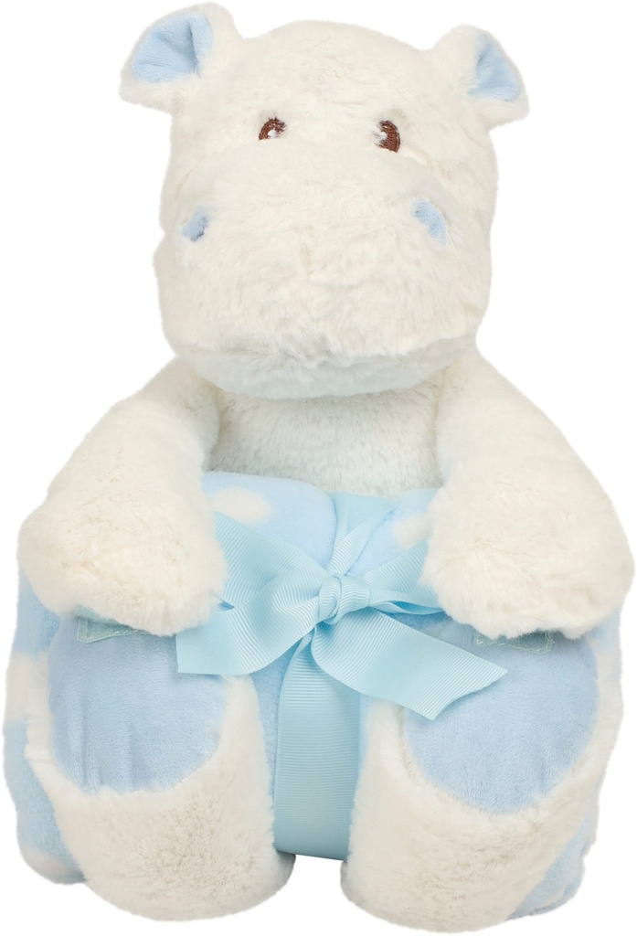 MM606 - Peluche hippopotame avec couverture - White_Blue