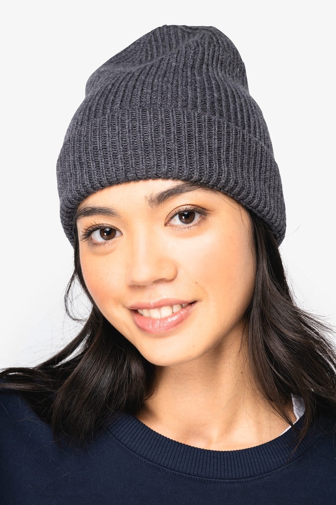 [NS015-VolcanoGreyHeather-OneSize] NS015 - Bonnet écoresponsable en laine mérinos unisexe - VolcanoGreyHeather