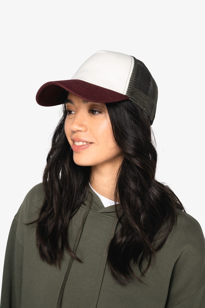 [NS035-Ivory-OneSize] NS035 - Casquette trucker écoresponsable 5 panneaux unisexe - Ivory