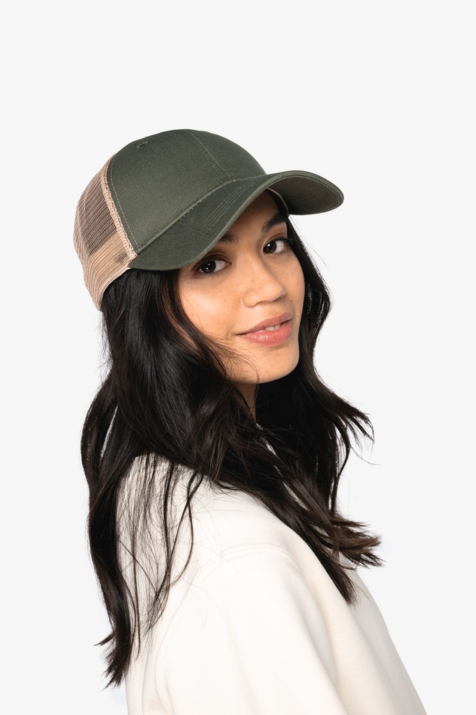 [NS036-Ivory-OneSize] NS036 - Casquette trucker écoresponsable 6 panneaux unisexe - Ivory