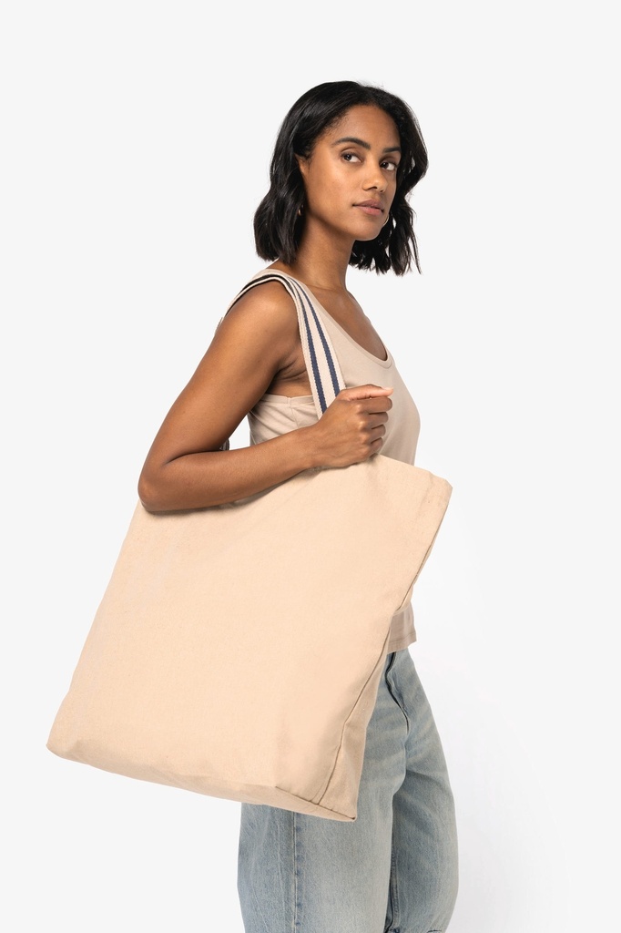 [NS110-Hemp_DesertSand_HorizonBlueStripe-OneSize] NS110 - Grand sac shopping écoresponsable  - Hemp_DesertSand_HorizonBlueStripe