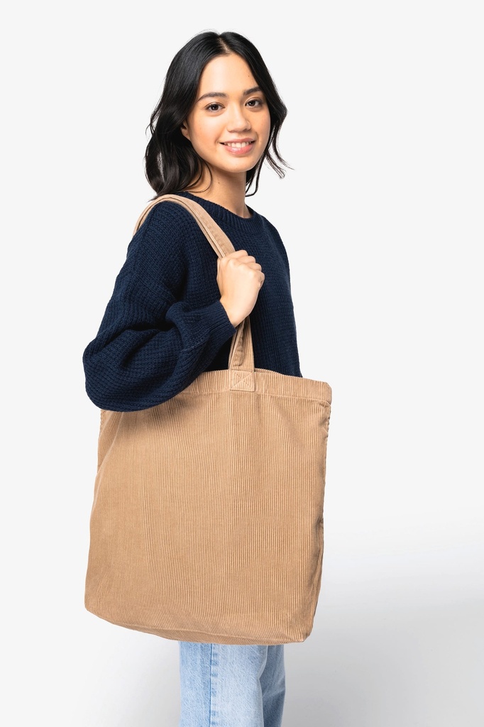 [NS133-WashedNavyBlue-OneSize] NS133 - Sac écoresponsable délavé en velours côtelé  - WashedNavyBlue