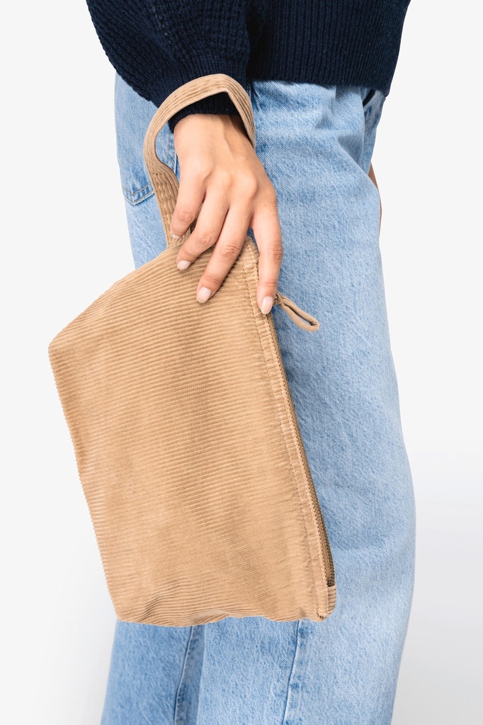 [NS134-WashedNavyBlue-OneSize] NS134 - Pochette écoresponsable délavée en velours côtelé  - WashedNavyBlue