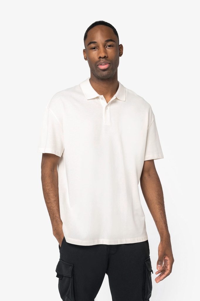 [NS204-Ivory-XS] NS204 - Polo écoresponsable maille piquée à épaules tombantes homme - Ivory (XS)