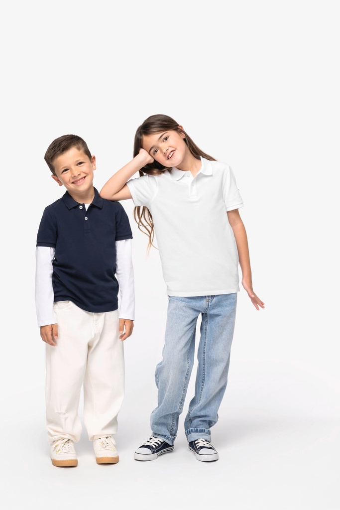 [NS209-MoonGreyHeather-12/14ans] NS209 - Polo écoresponsable maille piquée enfant  - MoonGreyHeather (12/14 ANS)