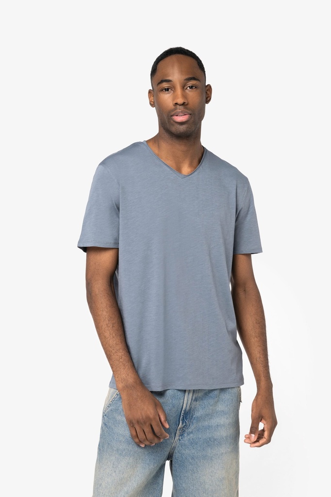[NS318-MineralGrey-S] NS318 - T-shirt écoresponsable slub bords francs homme  - MineralGrey (S)