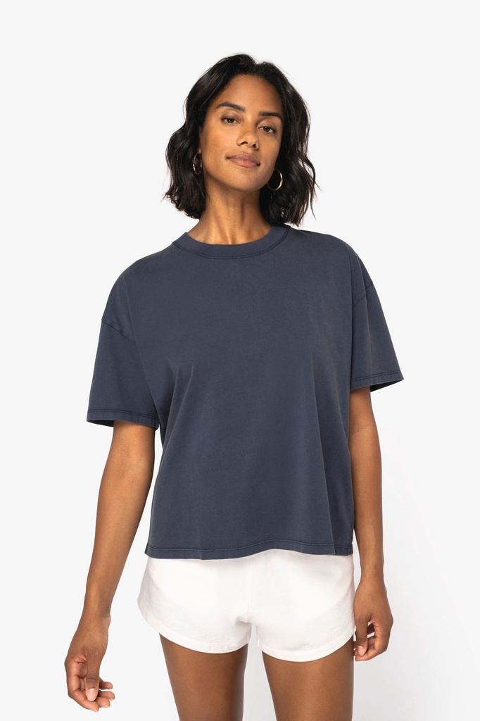 [NS327-Washedblack-S/M] NS327 - T-shirt écoresponsable oversize délavé femme - Washedblack (S/M)