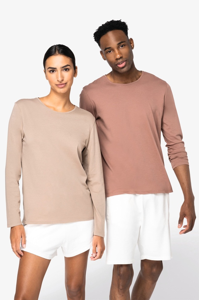 [NS336-WashedSienna-XS] NS336 - T-shirt écoresponsable délavé manches longues unisexe  - WashedSienna (XS)