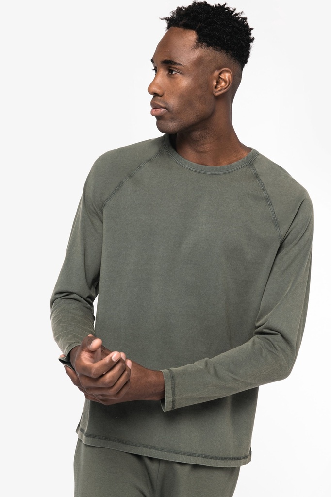 [NS338-WashedOrganicKhaki-XS] NS338 - T-shirt écoresponsable raglan manches longues homme  - WashedOrganicKhaki (XS)