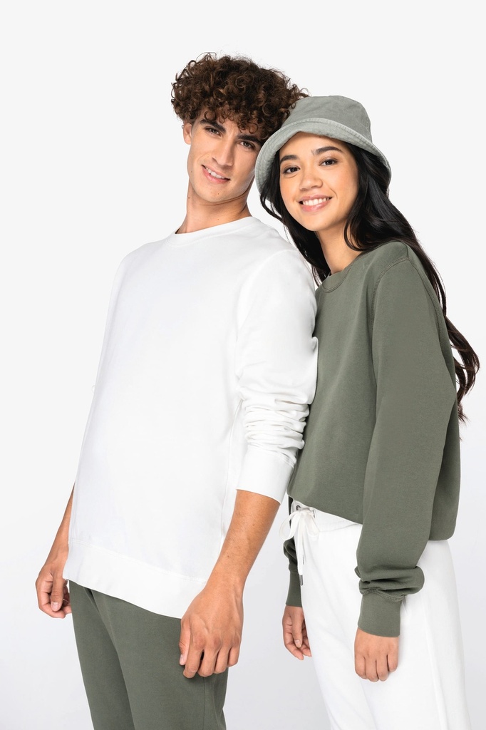 [NS414-WashedIvory-2XS] NS414 - Sweat-shirt écoresponsable à col rond French Terry unisexe  - WashedIvory (2XS)