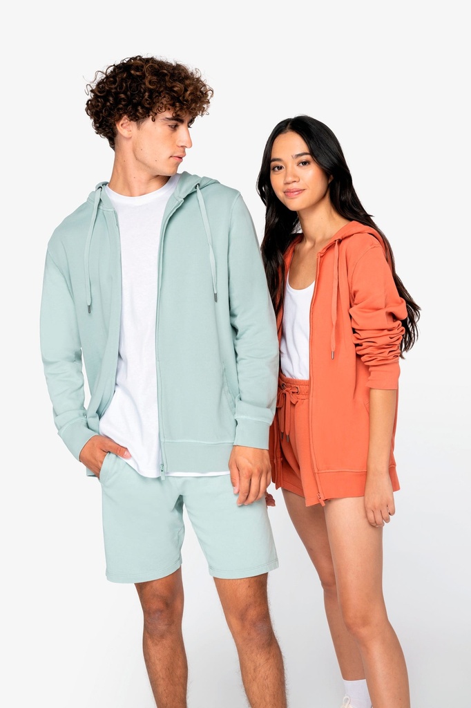 [NS417-WashedIvory-2XS] NS417 - Sweat-shirt écoresponsable zippé à capuche French Terry unisexe - WashedIvory (2XS)
