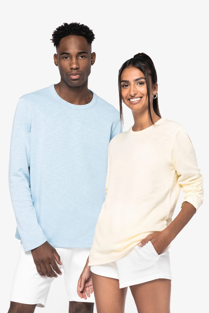 [NS418-WashedLemonCitrus-2XS] NS418 - Sweat-shirt écoresponsable à col rond délavé French Terry unisexe - WashedLemonCitrus (2XS)
