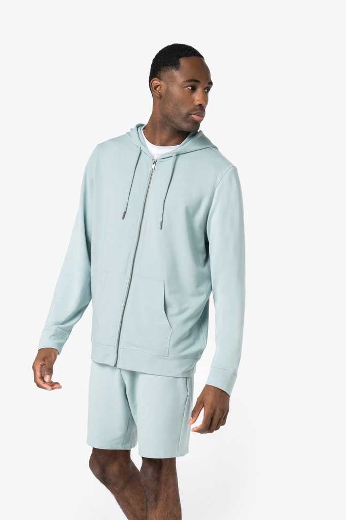 [NS426-JadeGreen-XS] NS426 - Sweat-shirt écoresponsable zippé à capuche en modal homme - JadeGreen (XS)
