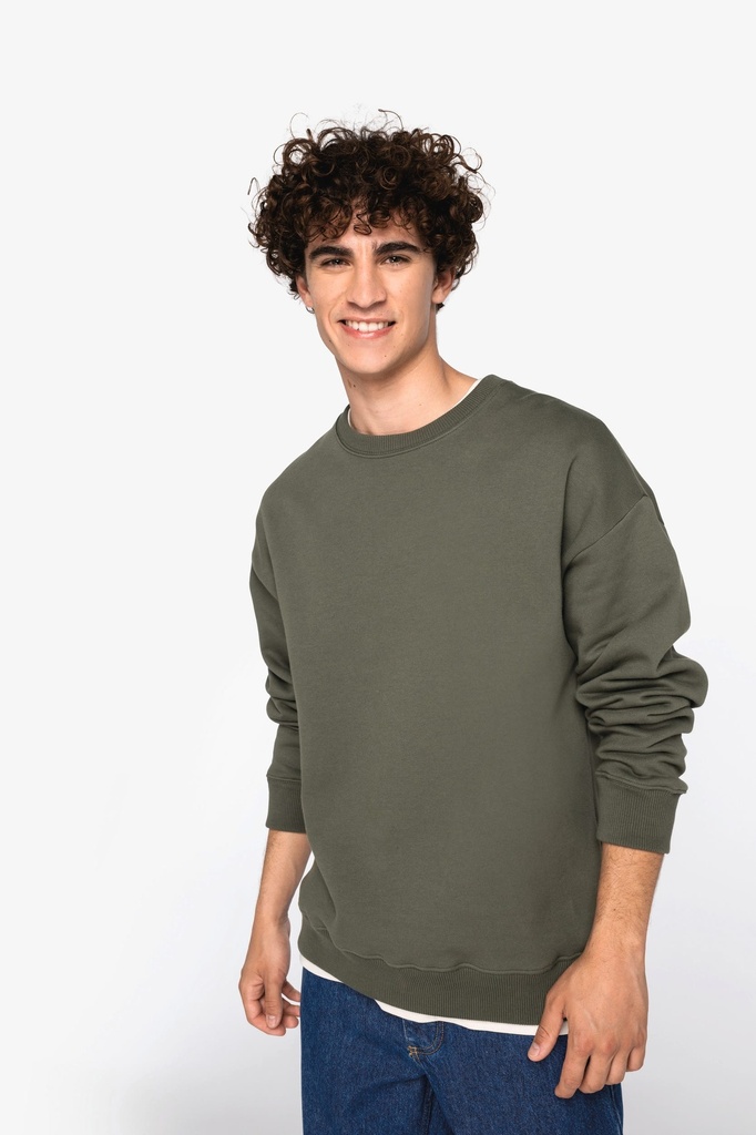 [NS440-OrganicKhaki-2XS] NS440 - Sweat-shirt écoresponsable à col rond oversize unisexe - OrganicKhaki (2XS)