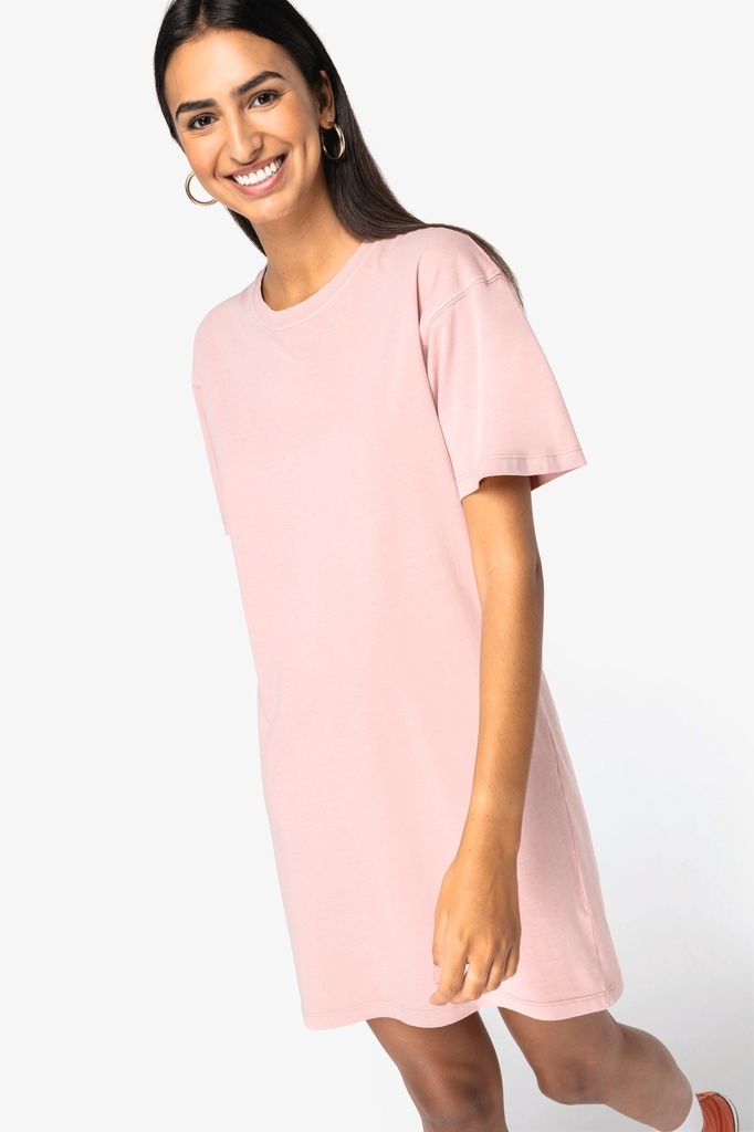 [NS5000-WashedPetalRose-XS] NS5000 - Robe t-shirt écoresponsable délavée femme - WashedPetalRose (XS)