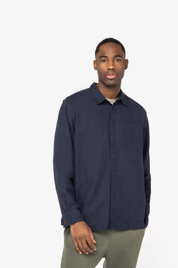 [NS520-NavyBlue-S] NS520 - Chemise écoresponsable en flanelle homme - NavyBlue (S)