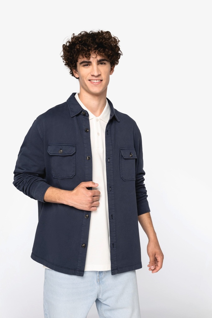 [NS521-WashedOrganicKhaki-S] NS521 - Surchemise écoresponsable délavée en molleton gratté homme - WashedOrganicKhaki (S)
