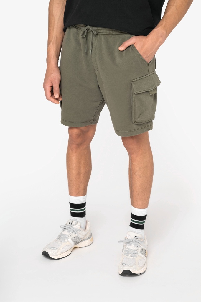 [NS717-Washedblack-XS] NS717 - Short cargo écoresponsable délavé French Terry homme - Washedblack (XS)