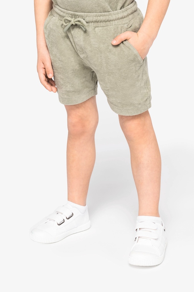 [NS718-AlmondGreen-10/12ans] NS718 - Short écoresponsable en éponge garçon  - AlmondGreen (10/12 ans)