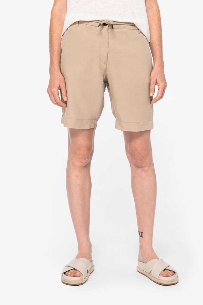[NS721-WetSand-44FR] NS721 - Bermuda en lyocell et lin femme  - WetSand (44FR)