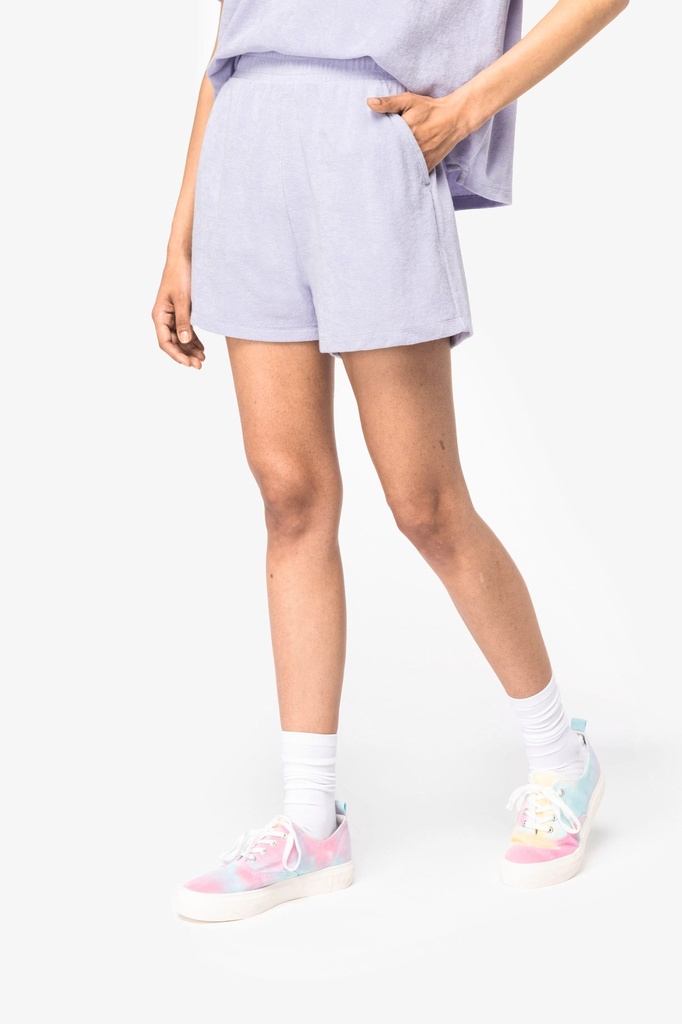 [NS728-CreamCoffee-XS] NS728 - Short écoresponsable en éponge femme  - CreamCoffee (XS)