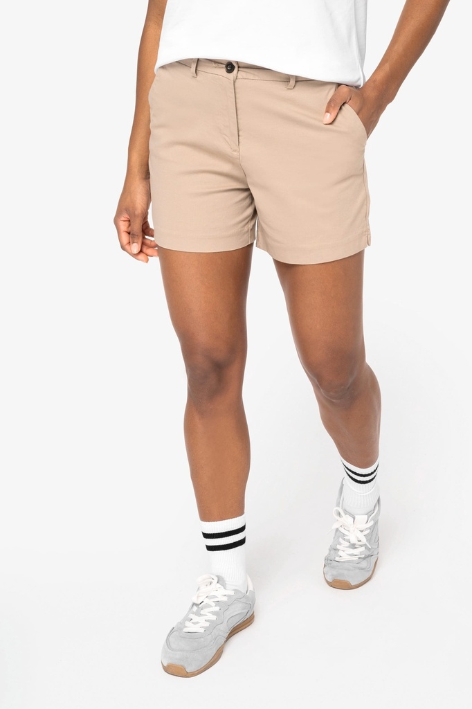 [NS739-AlmondGreen-44FR] NS739 - Bermuda chino écoresponsable femme - AlmondGreen (44FR)