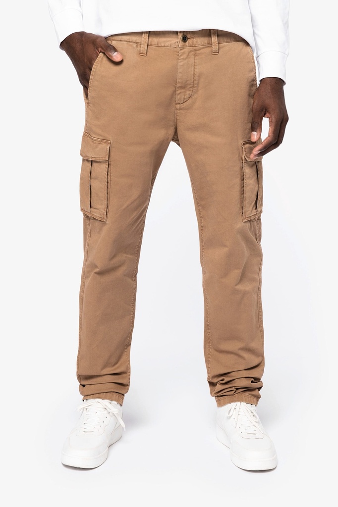 [NS740-WashedDarkCamel-44FR] NS740 - Pantalon cargo écoresponsable délavé homme - WashedDarkCamel (44FR)
