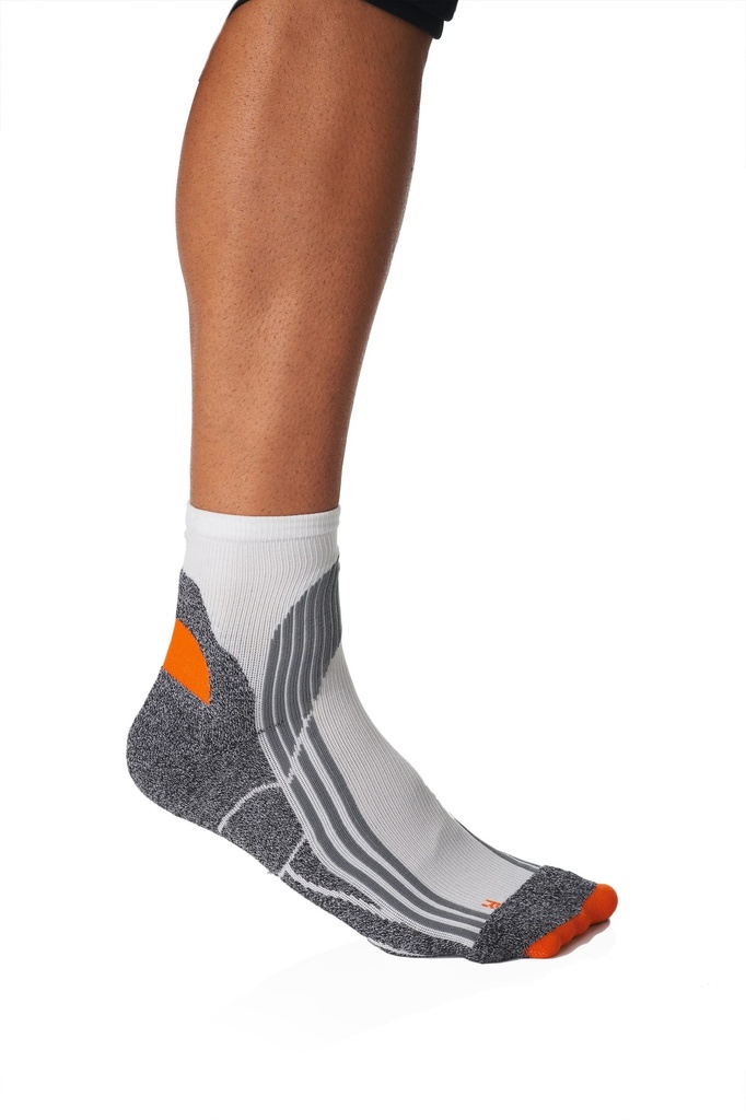 [PA035-White_Grey_Orange-35/38] PA035 - Chaussettes de running unisexe - White_Grey_Orange (35/38)