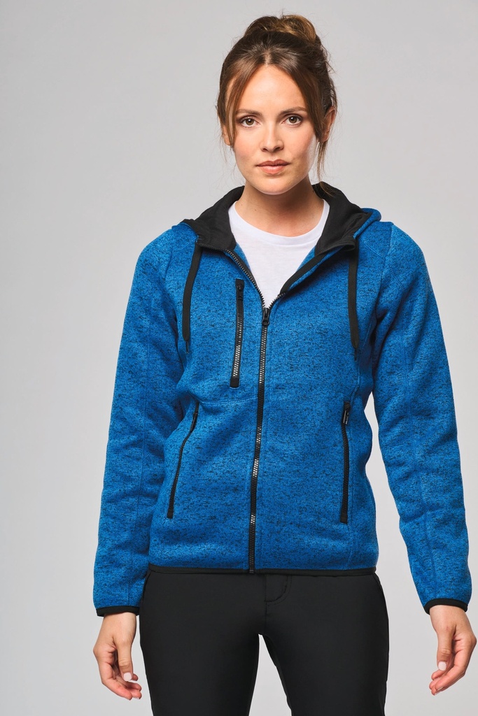 [PA366-DarkGreyMelange-XS] PA366 - Veste à capuche chinée femme - DarkGreyMelange (XS)
