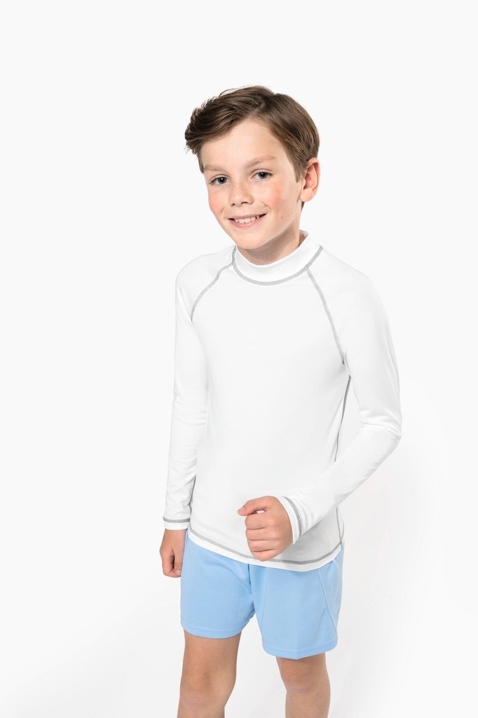 [PA4018-White-12/14ans] PA4018 - T-shirt technique à manches longues avec protection anti-UV enfant - White (12/14 ANS)
