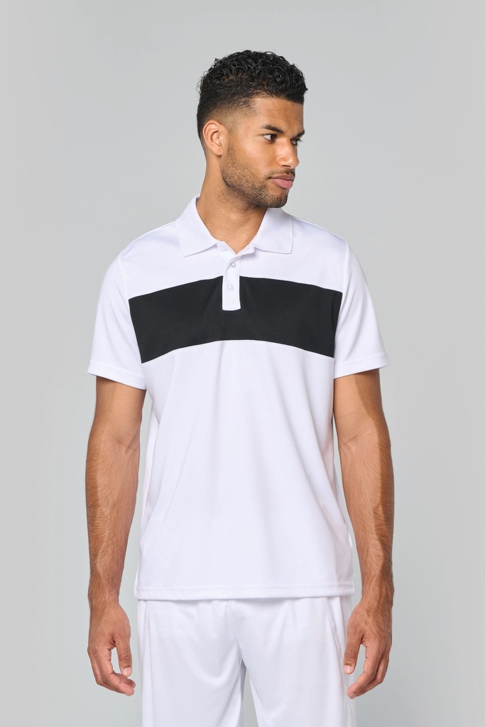 [PA493-White_Black-S] PA493 - Polo manches courtes unisexe - White_Black (S)