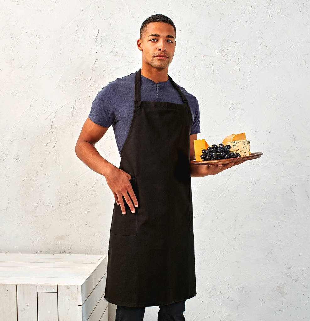 [PR120-Black-OneSize] PR120 - Tablier à bavette recyclé et biologique - Black