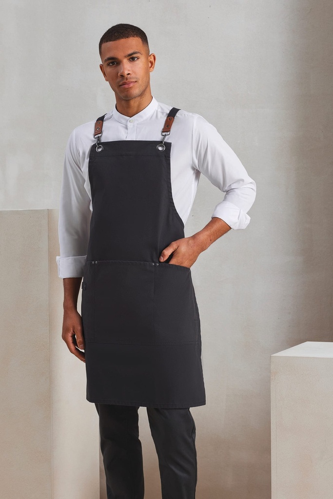 [PR182-Navy-OneSize] PR182 - Tablier bavette à bretelles croisées dans le dos CLIP 'N' CLASP - Navy