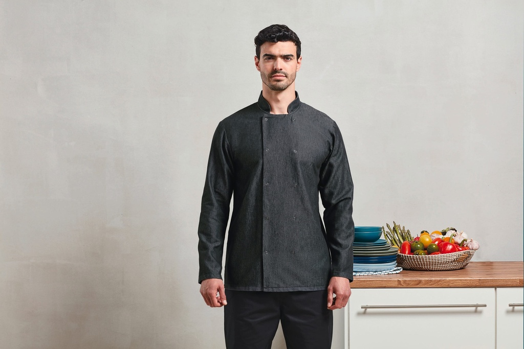 [PR660-GreyDenim-XS] PR660 - Veste Denim chef cuisinier - GreyDenim (XS)