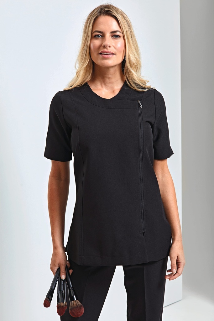 [PR686-Black/black-S] PR686 - Tunique zippée "Camellia" - Black/black (S)