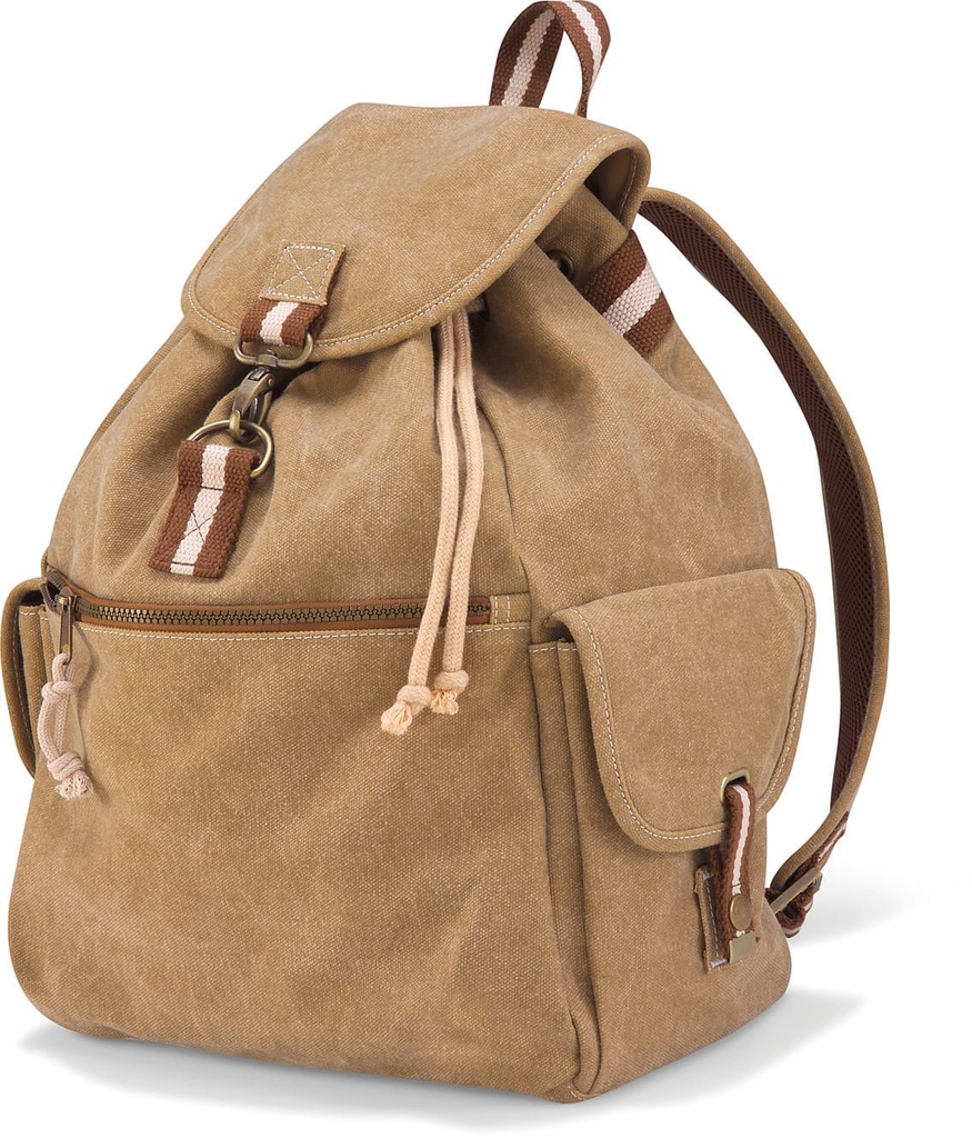 [QD612-VintageMilitaryGreen-OneSize] QD612 - Sac à dos vintage en toile - VintageMilitaryGreen