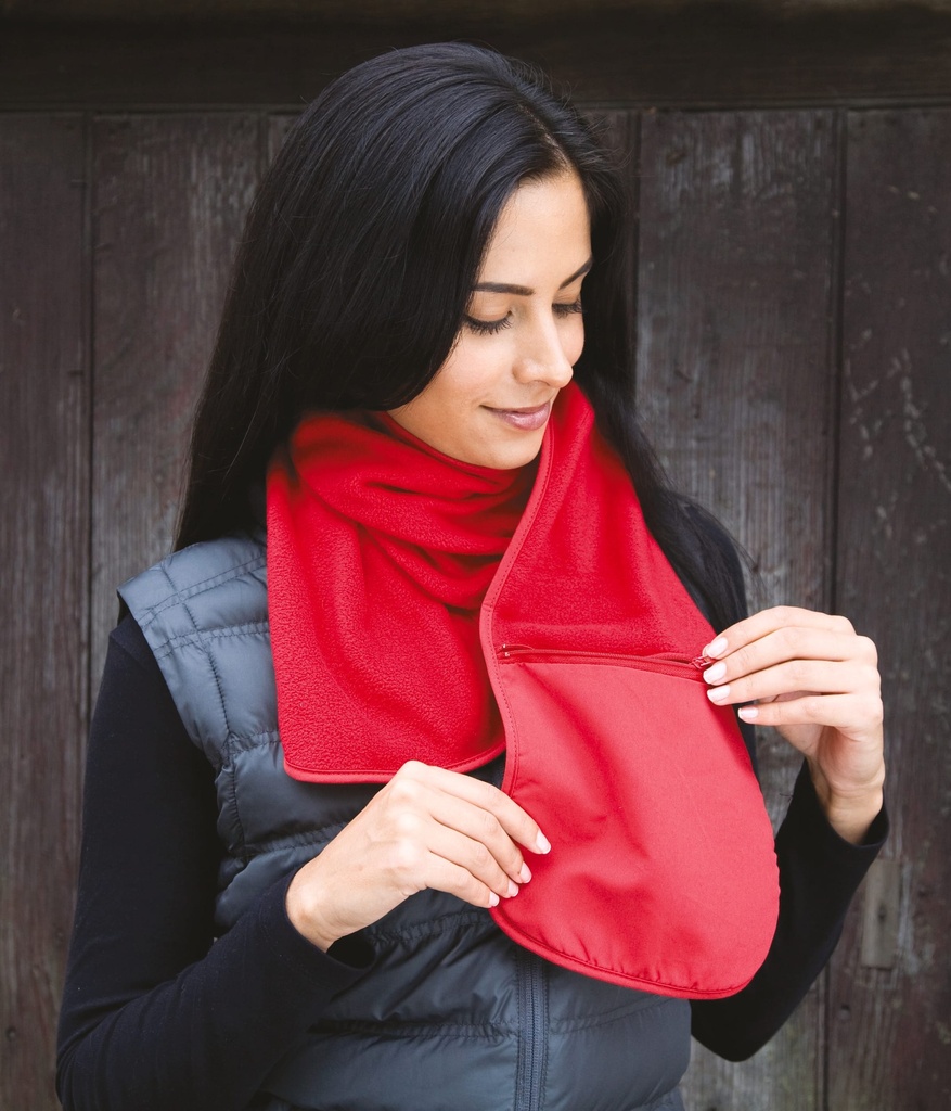 [R100-Red-OneSize] R100 - ÉCHARPE POLARTHERM avec poche zippée - Red