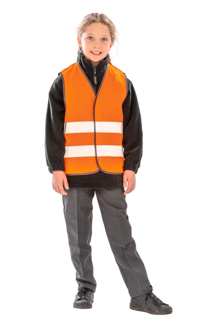 [R200J-FluorescentOrange-10/12ans] R200J - Gilet de sécurité enfant - FluorescentOrange (10/12 ans)