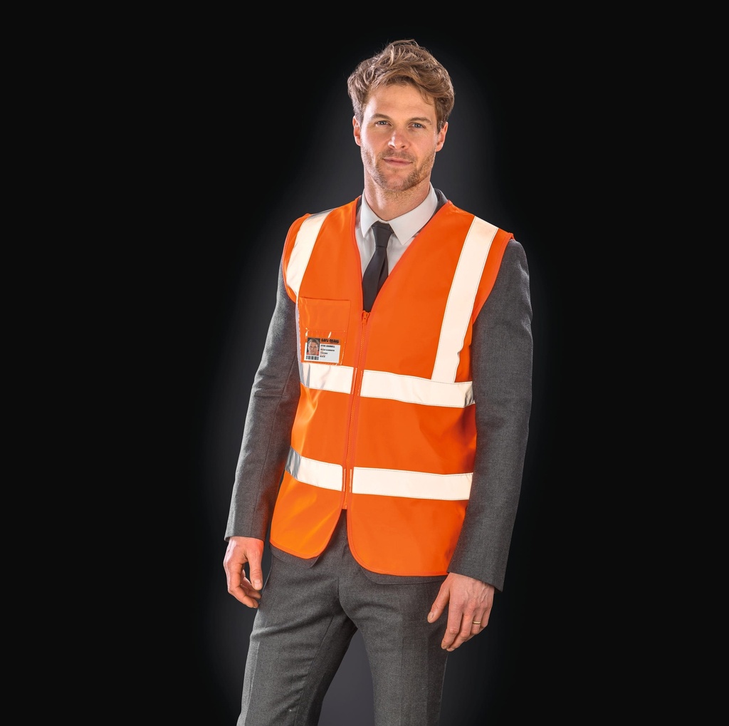 [R202X-FluorescentOrange-S/M] R202X - Gilet de sécurité zippé - FluorescentOrange (S/M)