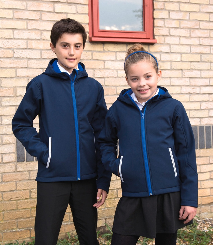 [R224JY-Red_Black-7/8ans] R224JY - Veste Softshell Capuche Enfant - Red_Black (7/8 ANS)