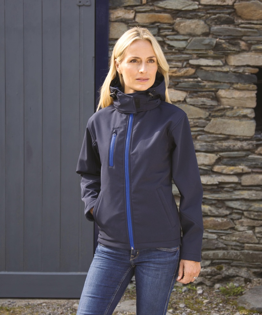 [R230F-Black_Grey-S] R230F - Veste Softshell Capuche Femme TX Performance - Black_Grey (S)