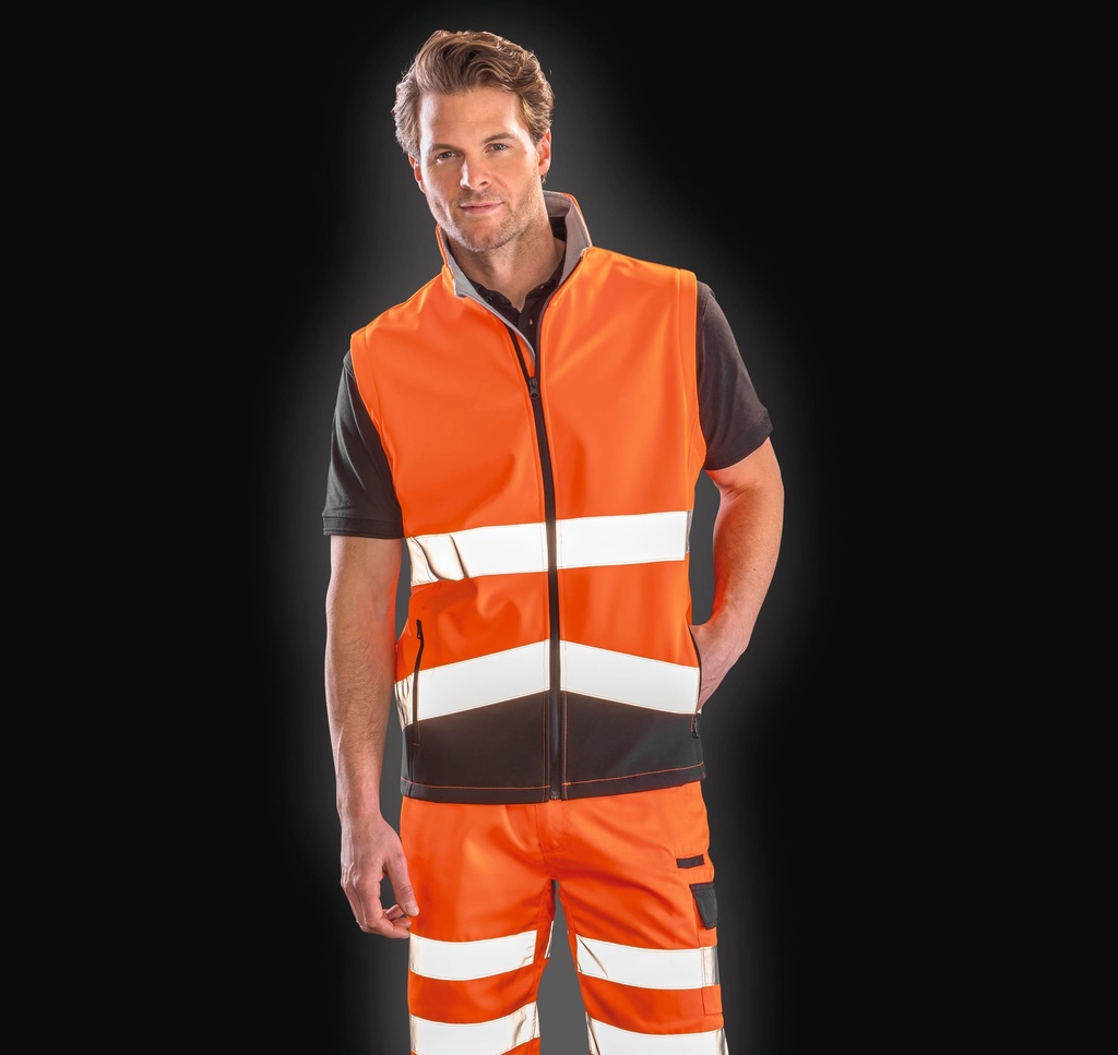 [R451X-FluorescentOrange_Black-S] R451X - Gilet softshell High Viz - FluorescentOrange_Black (S)