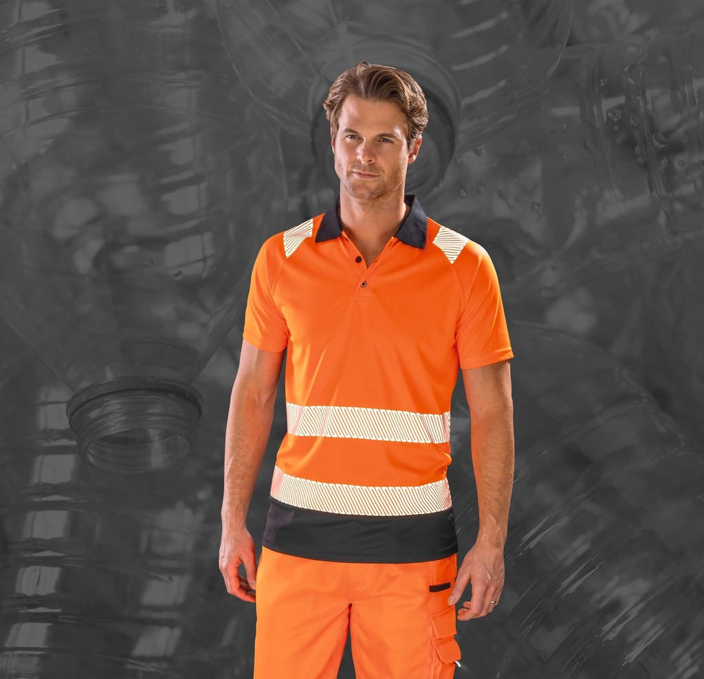 [R501X-Yellow_Black-S/M] R501X - Polo de sécurité recyclé - Yellow_Black (S/M)