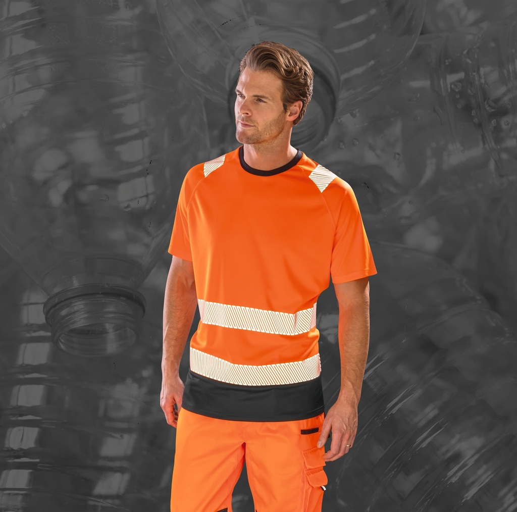 [R502X-Orange_Black-S/M] R502X - T-shirt de sécurité recyclé - Orange_Black (S/M)