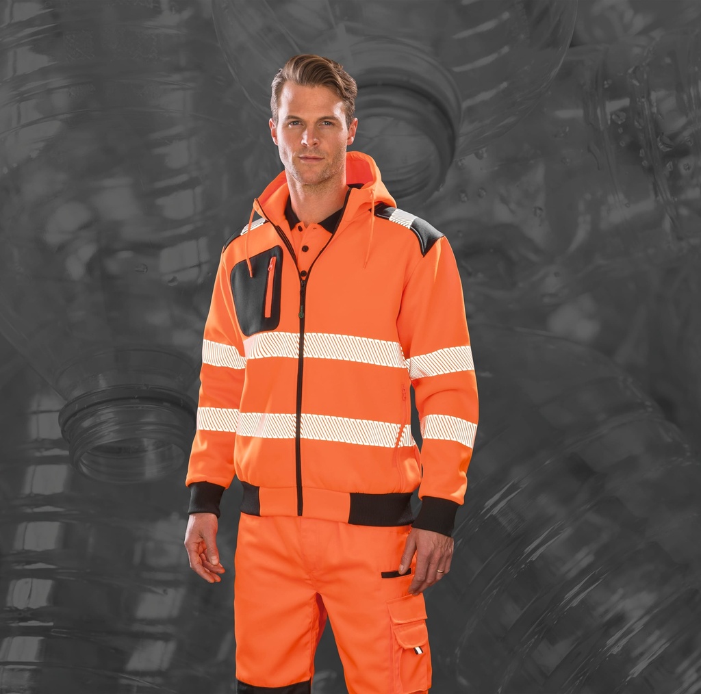 [R503X-FluorescentOrange-S] R503X - Sweat-shirt à capuche de sécurité recyclé - FluorescentOrange (S)
